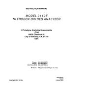 Teledyne Analytical Instruments 9110E Instruction Manual