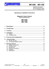 UNICONTROL Electronic MV-05E Operating And Installation Instructions