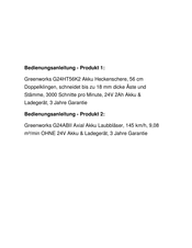 GreenWorks G24HT56 Operator's Manual