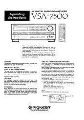 Pioneer VSA-7500 Operating Instructions Manual