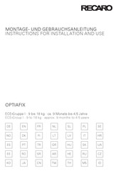 RECARO OPTIAFIX Instructions For Installation And Use Manual