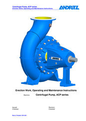 Andritz ACP 300-700 Erection Work, Operating And Maintenance Instructions