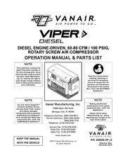 Vanair VIPER DIESEL Operations Manual & Parts List