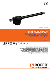 Roger Technology MONOS4/220 Instructions And Recommendations For The Installer