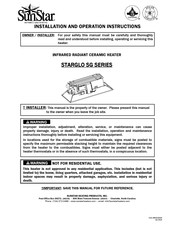 SunStar STARGLO SG14-N5C Installation And Operation Instruction Manual
