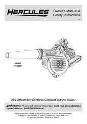 Hercules HC102B Owner's Manual & Safety Instructions