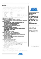 Atmel AT86RF233 Data Sheet / Manual