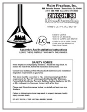 Malm Fireplace ZIRCON 38 Assembly And Installation Instructions Manual