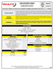 TrailFX WXVS95B Assembly, Installation, Operation And Maintenance Instructions