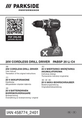 Parkside Performance PABSP 20 Li C4 User Manual