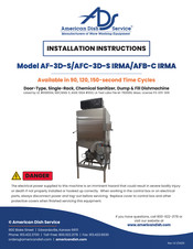 American Dish Service AFB-C IRMA Installation Instructions Manual