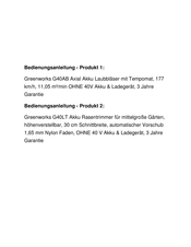 GreenWorks GD40ABK2x Operator's Manual