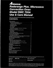 Amana User Guide Use & Care Manual