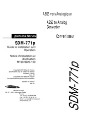 Miranda SDM-771p Manual To Installation And Operation