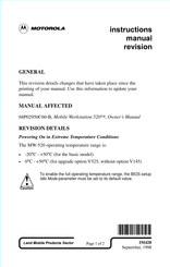 Motorola MW-520 Revision To The Manual