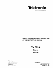 Tektronix TM 502A Manual