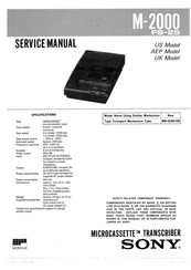 Sony M-2000 - Microcassette Transcriber/Recorder Service Manual