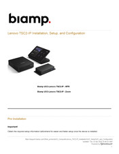 Biamp UCC-Lenovo TSC2-IP Installation And Setup Instructions