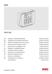 KWC DVS VR07-020 Installation And Operating Instructions Manual