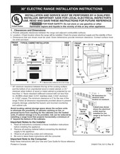 Frigidaire FGEF300DNFA Installation Instructions Manual