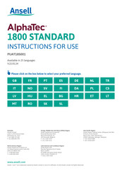 Ansell AlphaTec 1800 Ts Plus 111 Instructions For Use Manual
