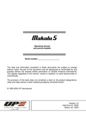 UP Makalu 5SM Operating Manual And Service Instructions