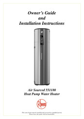 Rheem 551180 Owner's Manual And Installation Instructions