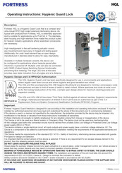Fortress Technologies Hygienic Guard Lock Operating Instructions Manual