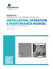 Nibe ClimateMaster Tranquility SJ048 Installation, Operation & Maintenance Manual