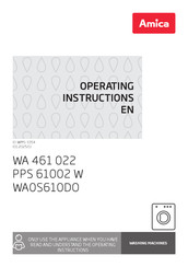 Amica WA0S610DO Operating Instructions Manual