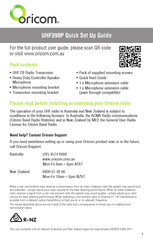Oricom UHF390P Quick Setup Manual