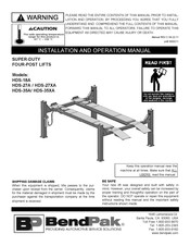 BendPak HDS-18A Installation And Operation Manual
