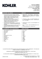 Kohler PATIO K-16321T-2W Installation Instructions Manual