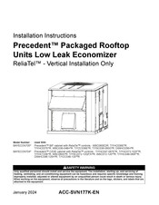 Trane BAYECON705 Series Installation Instructions Manual