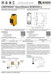 Bender LINETRAXX SmartDetect RCMS425-L Quick Start Manual