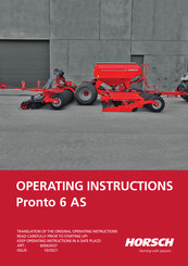 horsch Pronto 6 AS Operating Instructions Manual