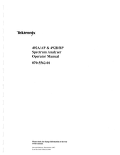 Tektronix 492B Operator's Manual