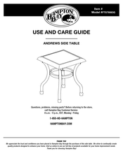 HAMPTON BAY ANDREWS FTS79063G Use And Care Manual