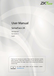 Zkteco SenseFace 2A User Manual