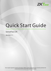 ZKTeco SenseFace 2A Quick Start Manual