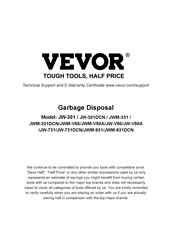 VEVOR JWM-V50A Instruction Manual