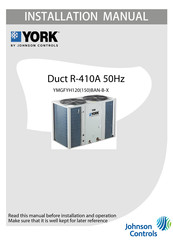 Johnson Controls YORK YMGFYH120BAN-B-X Installation Manual