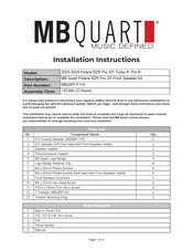 MB QUART MBQRP-F116 Installation Instructions Manual