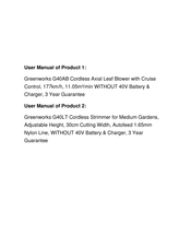 GreenWorks G40AB Original Instructions Manual