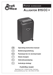 ProfiOffice Alligator 815 CC + Operating Instructions Manual