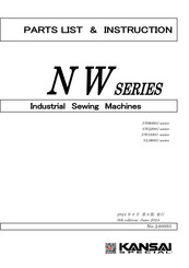 KANSAI SPECIAL NW3300G Series Parts List, Instructions
