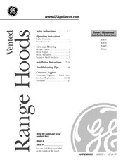 GE JV965 Owner's Manual & Installation Instructions