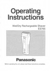 Panasonic ES-765 Operating Instructions Manual