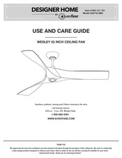 Eurofase Lighting 1001 311 721 Use And Care Manual