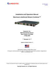 Quasonix Maximum Likelihood Stream Combiner Installation And Operation Manual